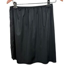 Vanity Fair Black Half Slip Lace Hem USA Made Vintage Nylon Size Large